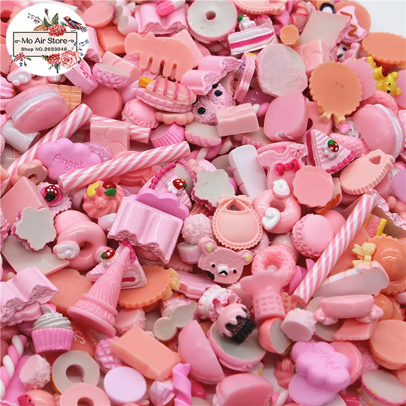 mix design dessert pink color 20pcs Resin Flat back Cabochon Art Supply Decoration Charm Craft