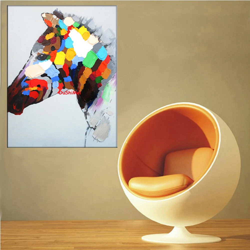 

Handmade Cheap Abstract Painting Colours Horse Picture On Canvas Oil Painting Modern Acrylic Paintings Knife Animals Pictures