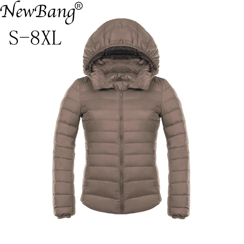 Marka NewBang 7XL 8XL kurtka damska duży rozmiar żakiet ultralekka kurtka puchowa kobiety lekka ciepła wiatroszczelna kurtka Plus