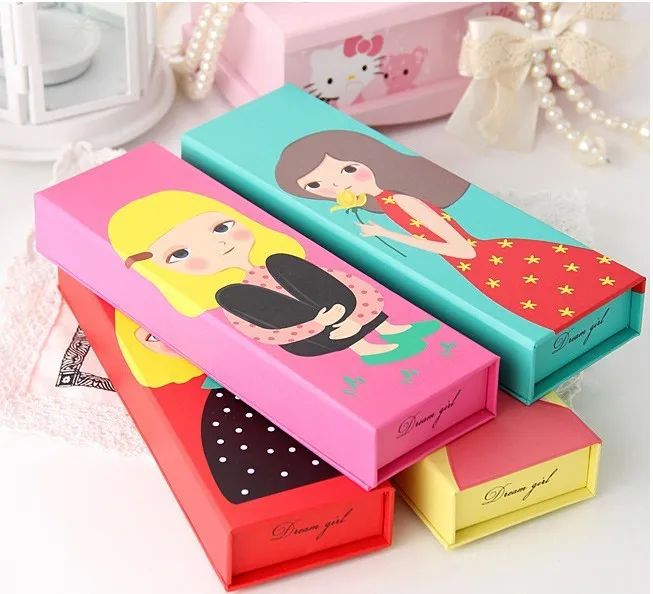 2 PC/LOT Lovely Cute Dream-Girl Paper Pencil Case & Pencil Box for School & Office, WJH00002