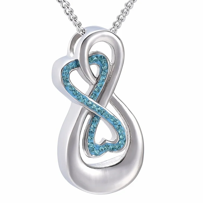 IJD10010 Infinity Love Urn Pendant Stainless Steel Snake Chain Cremation Jewellery for Ashes for Woman Free Filling Tools Includ