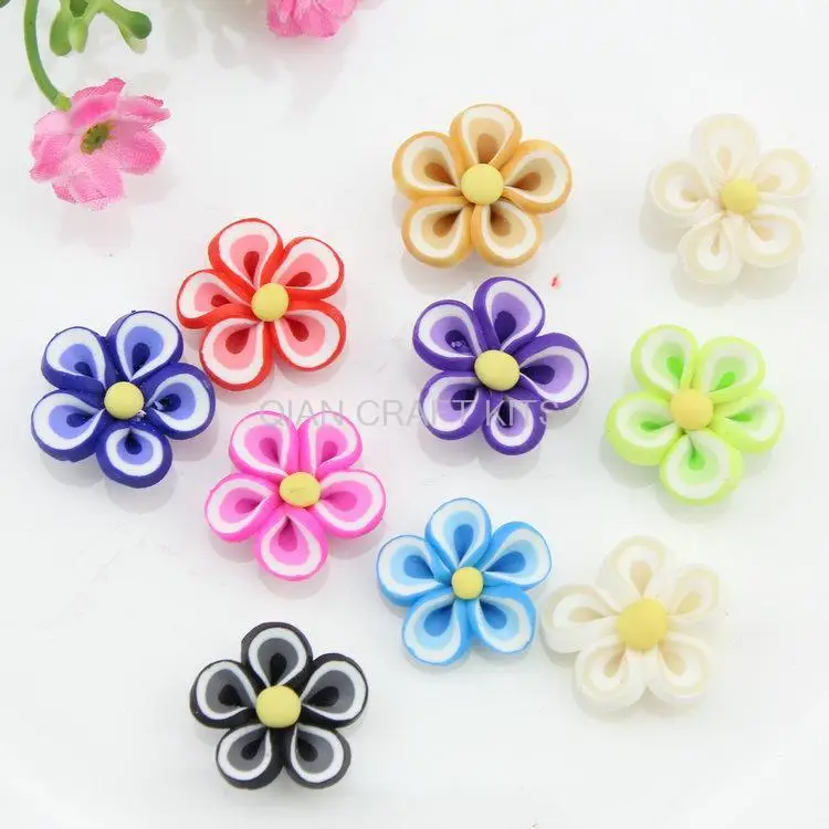 100pcs Mixed Clay Flower Beads Rose Flower Beads Cabochons 21mm DIY Pendant cell phone decor hand made