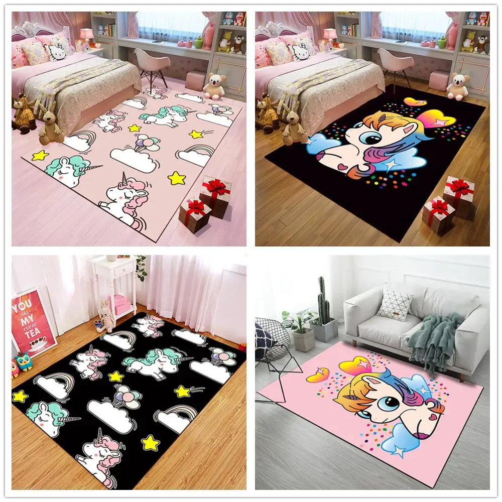 

Nordic Style Unicorn Pattern 3D Carpet Large Size Living Room Bedroom Area Rugs Tea Table Rectangular Antiskid Floor Mat/Carpets