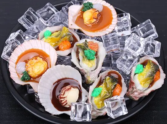 7Pcs/lot Simulation oyster model barbecue scallop fresh seafood seafood dishes food food window decoration props toys