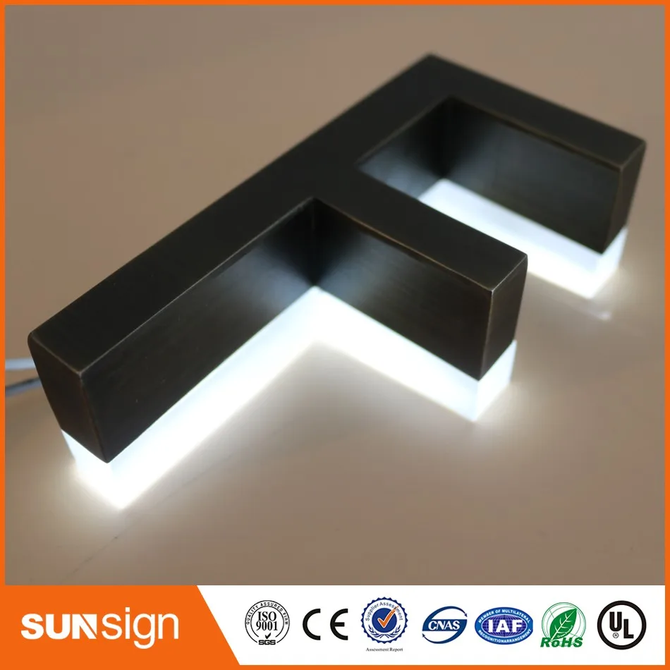 Customized Outdoor archaize stainless steel led backlit logo sign