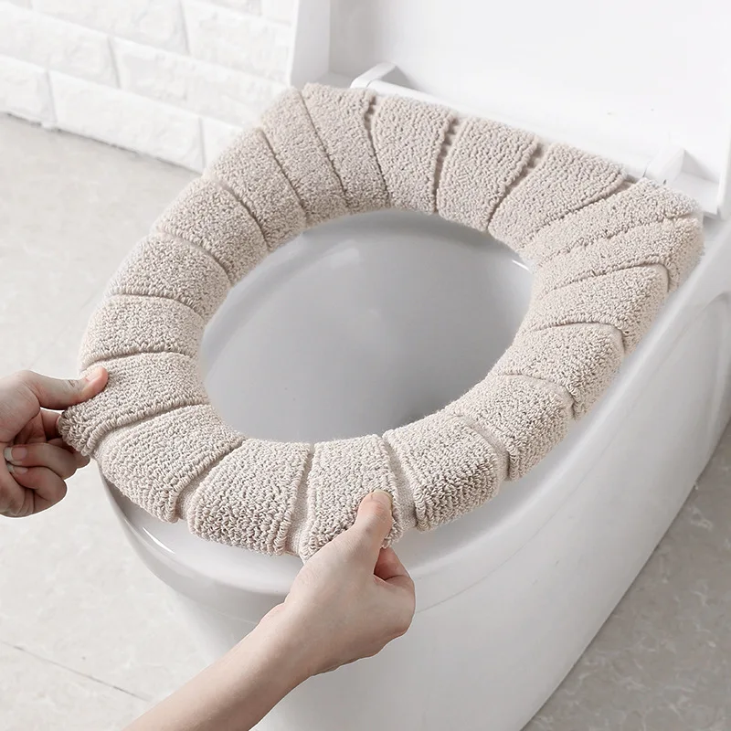 Comfortable Velvet Coral Bathroom Toilet Seat Cover Washable Closestool Pumpkin Pattern Soft Cushion