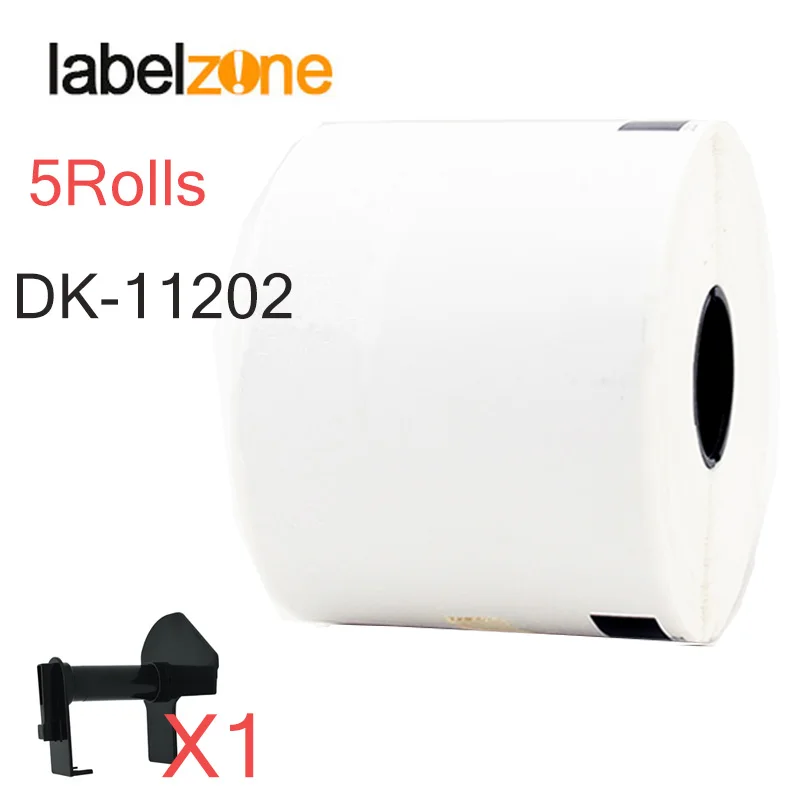 5Rolls Die-cut DK-11202 62mm*100mm Thermal Paper Compatible for Brother Label Printer White Paper DK11202 black on white for