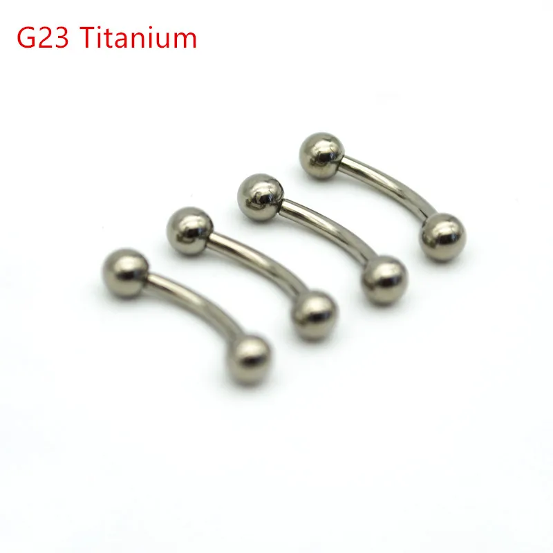 

50Pcs G23 Titanium Eyebrow Ring Curved Barbell Ball Banana Fashion Body Piercing Jewelry 16G 8mm 10mm 12mm Lead free nick