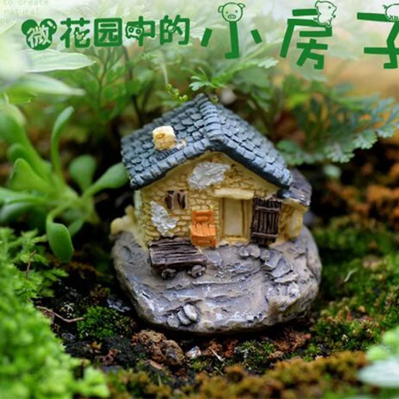 Vintage Romantic Aegean Sea Cottages Word Micro Landscape Decorative Resin Home Ornaments Small Houses Figurines Miniatures Gift