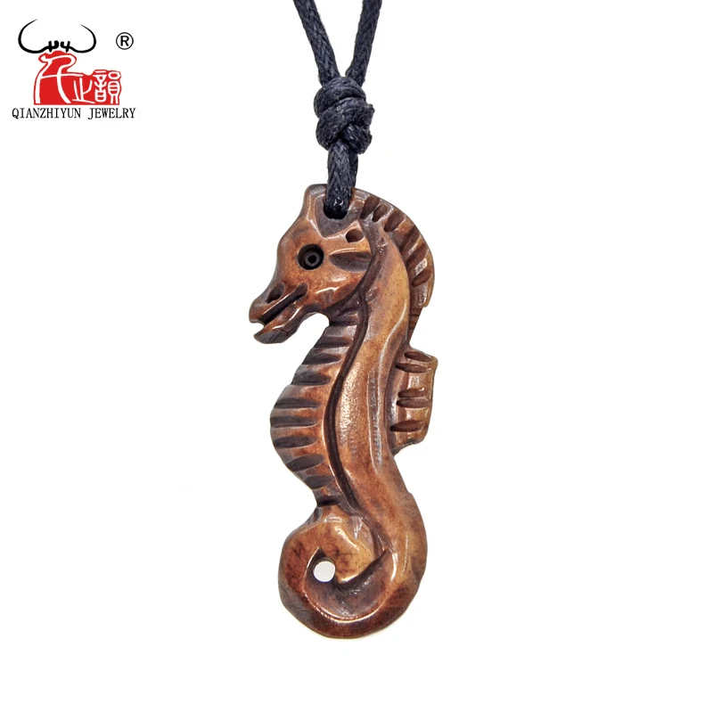 GX082 Natural yak bone sea horse necklace original personality necklace men hippocampus pendant handmade jewelry for gift