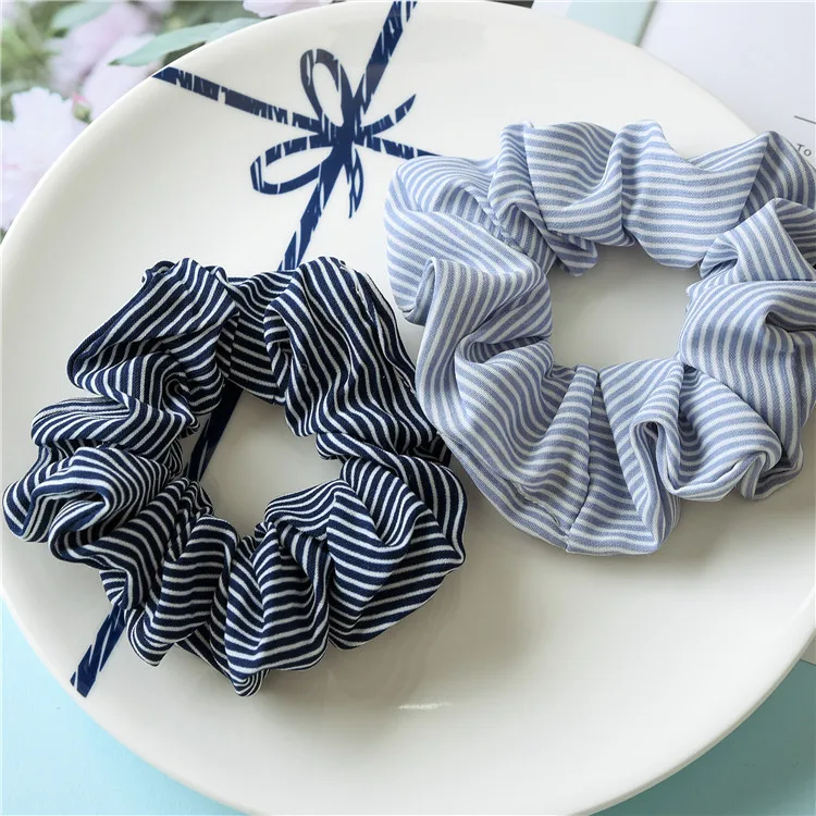 Fashion Girls Women stripe Dot grid Soft Hair Scrunchie Ponytail Grip Loop Holder Stretchy Elastic Hair band Headwear