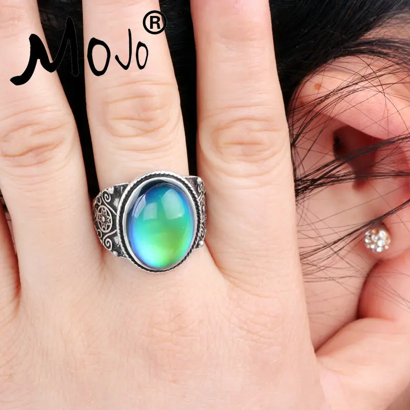 Mojo Vintage Bohemia Retro Color Change Mood Jewelry Emotion Feeling Changeable Temperature Control Ring for Women MJ-RS004