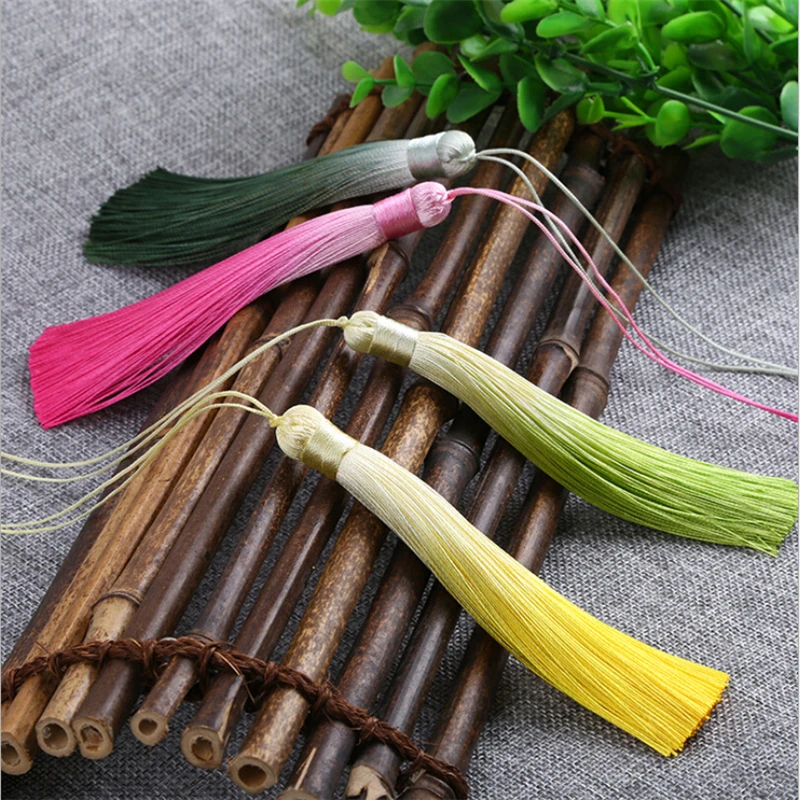 2pcs/lot 12cm gradient color long exquisite rayon silk tassel jewelry making diy tassels chinese knot fringe jewelry findings