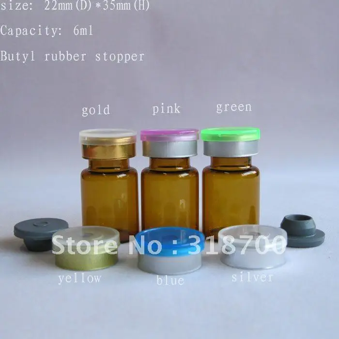 

6ml amber glass vial with Butyl rubber stopper & flip cap,2ml,5ml till 30ml is available