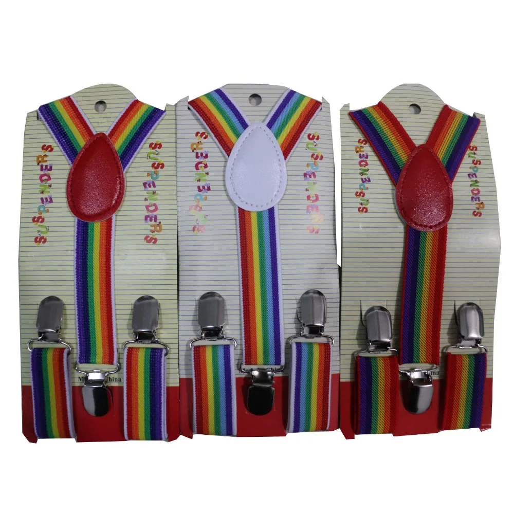 จัดส่งฟรี 2019 ใหม่เด็กน่ารักเด็กเด็กวัยหัดเดิน Multicolor Rainbow ลาย Suspenders สำหรับชายหญิง