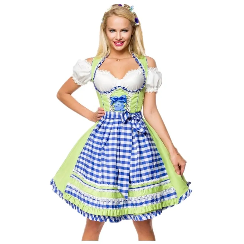 

Germany Tradition Bavarian Dirndl Beer Girl Fancy Dress Sexy Women Oktoberfest Maid Wench Cosplay Costume