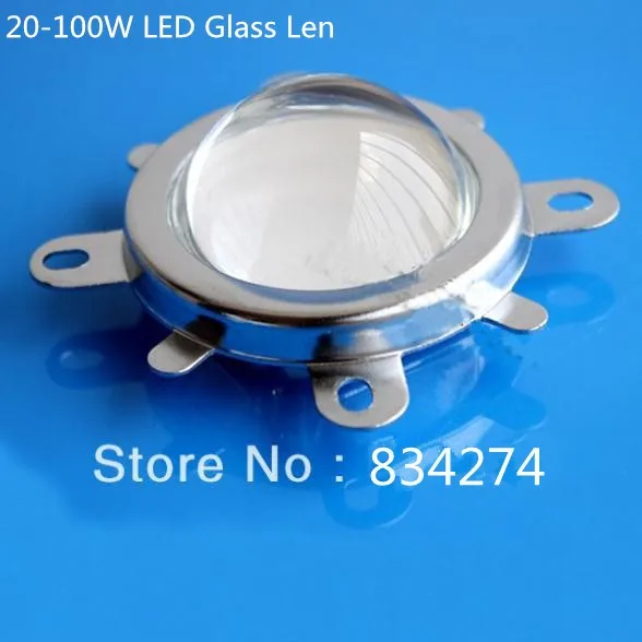 Secondary optical lens 44mm with reflection cup and fixed ring for 20-100w diy led lamp