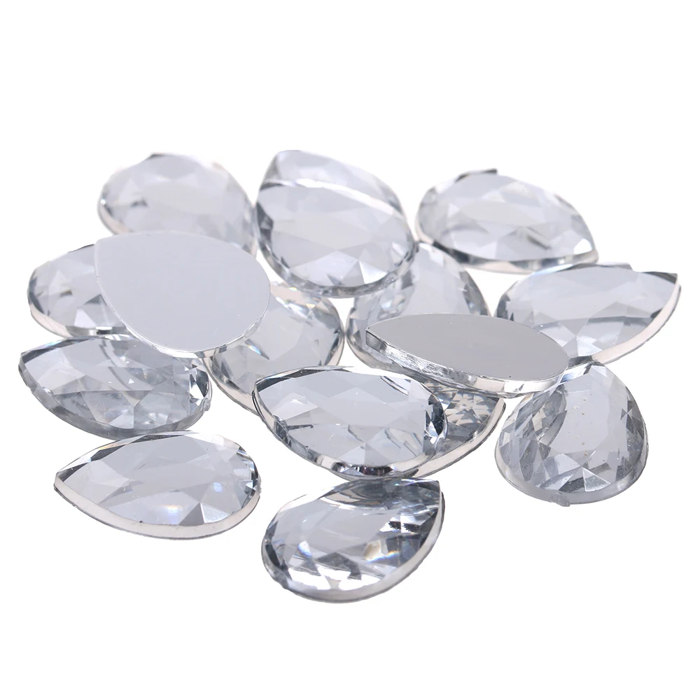 Three Sizes Acrylic Rhinestones Flat Back Tear Flat Facets Crystal Non Hotfix Glue On Loose Beads DIY Wedding Dress Supplies