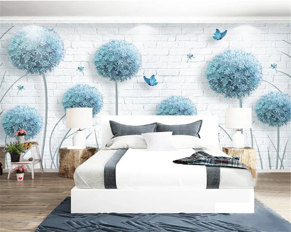 

Custom Wall paper Nordic Simple Dandelion Hand Painted Flower Wallpaper Living Room Bedroom TV Background 3d wallpaper