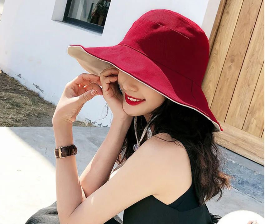 summer hat sun hat foldable sun blockRaffia Bow Sun Hat Wide Brim Floppy Summer Hats For Women Beach hat Double-sided wearable