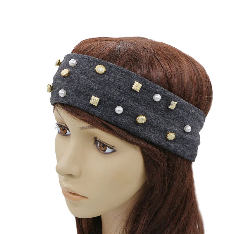 GZHilovingL Womens Diamonds Headbands Soft Polyester Solid Women Headband For Girls Ladies Turban Headwear Hair Accessories