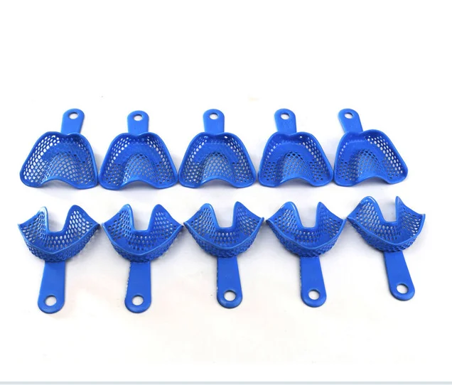 

Hot Sale 10 pairs(20pcs) Plastic-Steel Dental Impression- Trays Denture Model Materials Dental Supply Blue Color