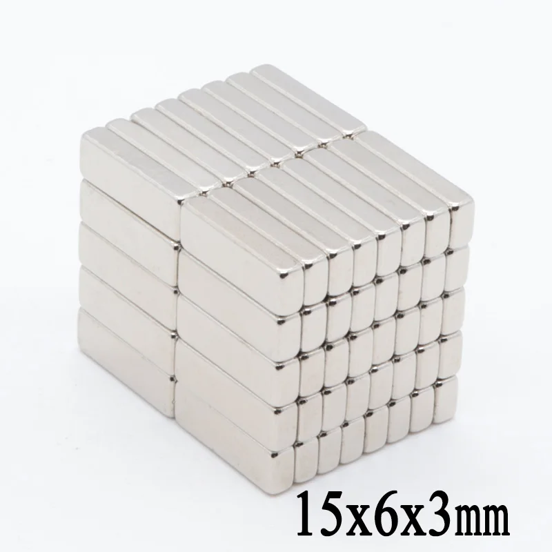 50pcs 15mmx6mmx3mm Super Strong magnets 15*6*3 mm Block NdFeB Cuboid Rare Earth Neodymium Magnets 15x6x3 mm