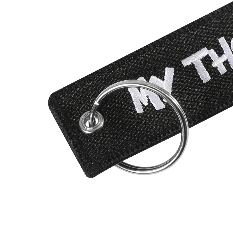 Motorcycle Car keychain Embroidery MY THERAPIST Key bobs Black llavero moto OEM keyring chaveiro para carro