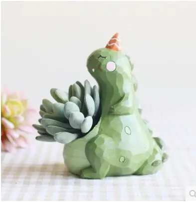 Garden Pot Creative Resin Cute Dinosaur Shaped Resin  New Novelty Bonsai Plant Flower Pot For Office Desk Decorations