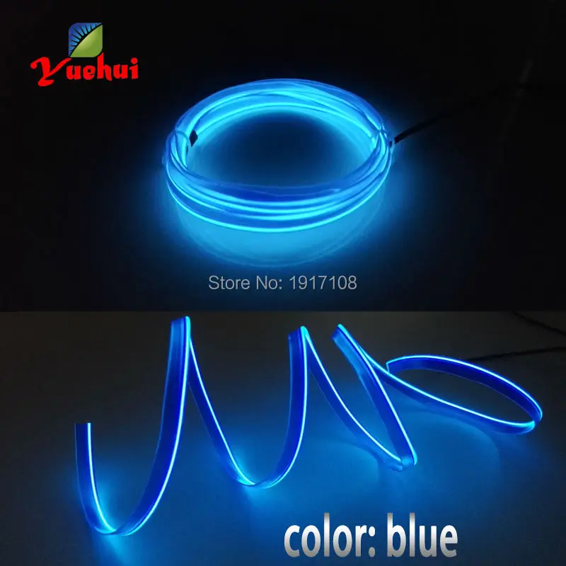 DC-12V Sound activated 2.3mm with Skirt 1 Meter EL wire Neon Light Tube lights For Car Internal Decoration Auto Party Decoration