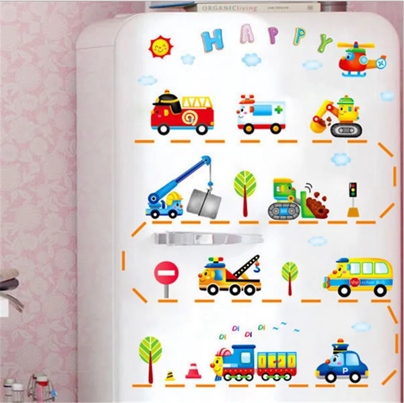 Cartoon cars children room wall stickers for kids room boy bedroom wall decals window poster 3D car wall sticker wallpaper