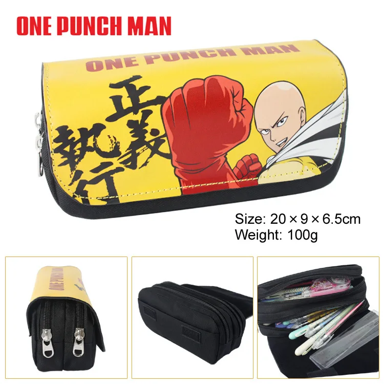 IVYYE Cartoon One Punch Man Anime Cosmetics Bags PU Zipper School Pencil Case Storage Pen Bag Large Pouch Stationery Gift New