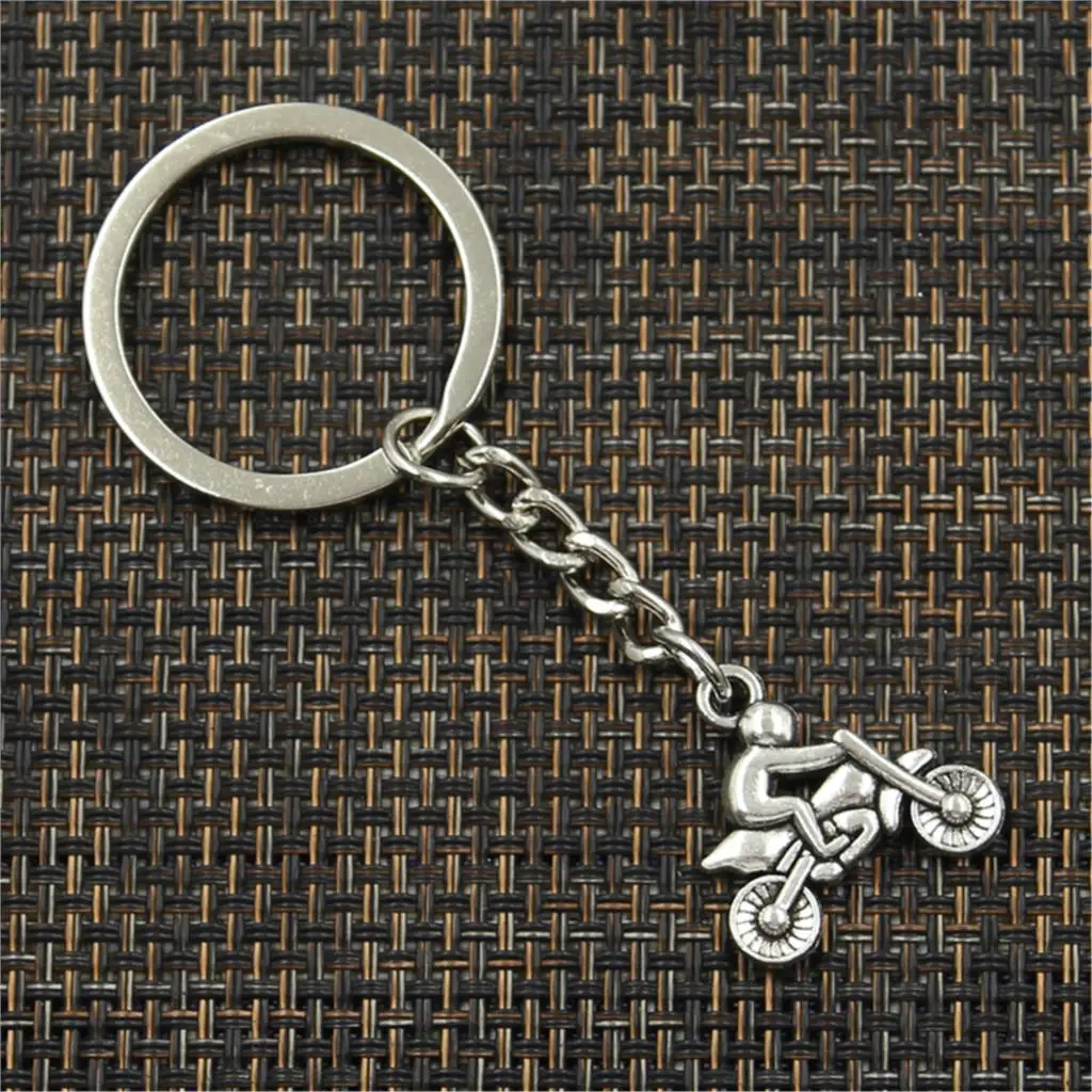 Fashion Motorcycle Motorcross Moto 21x21mm Pendant 30mm Key Chain Bronze Silver Color Men Car Gift Keychain Dropshipping