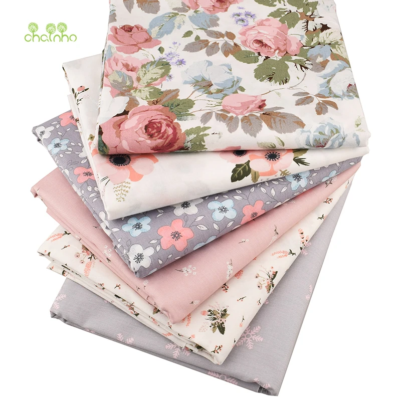 Chainho,Printed Twill Cotton Fabric,DIY Sewing Quilting Patchwork Cloth,Material For Baby & Child,40x50cm,6pcs,New Floral Series