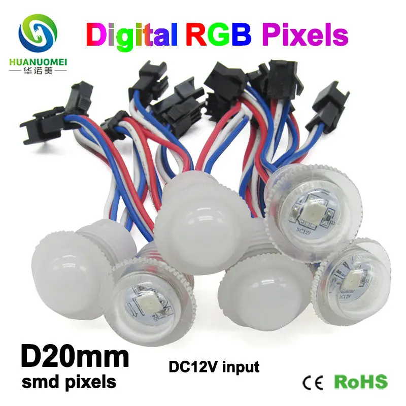 10PCS Waterproof 12V 20mm Digital 5050 SMD RGB UCS1903 LED Pixel Light Module Lamp Addressable Full Color Bulb TV Amusement Park