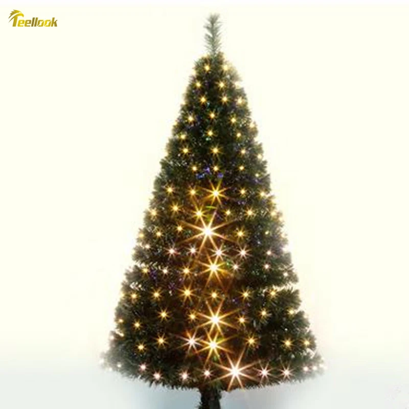 Teellook 1.2m/2.4m Deluxe Encryption Green Full Powder Light Fiber Christmas Tree LED Light Christmas Tree Christmas