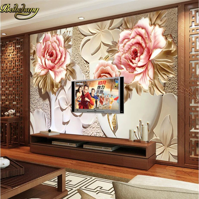 

beibehang papel de parede 3D Custom photo Mural Wallpaper Embossed flowers Living Room Bedroom wall paper home decor wall murals