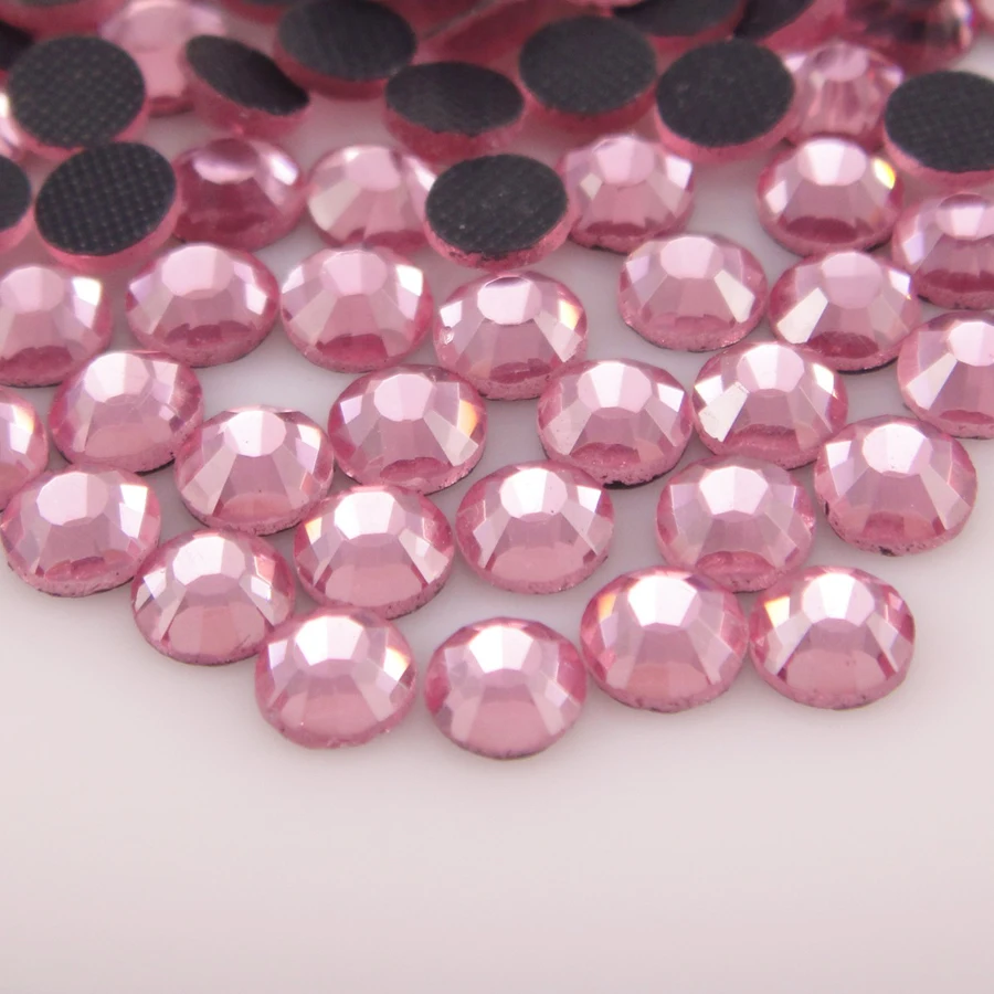 High Glitter Pink Hotfix Rhinestones SS6-SS20 1440pcs Lt rose HotFix Flatback DMC Glue back Iron On For Garment Dresses