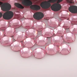 High Glitter Pink Hotfix Rhinestones SS6-SS20 1440pcs Lt rose HotFix Flatback DMC Glue back Iron On For Garment Dresses