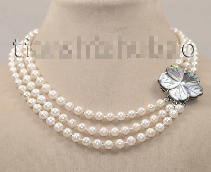 FREE shipping>>> >>2015 fashion new 5 color can be choose 3 row freshwater cultured pearl necklace 6.07 women wedding Noble styl