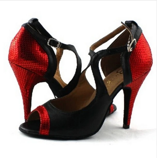 Black Red Gold High Heel Salsa Tango Ballroom Dance Shoes Women / Latin Dance Shoes Women