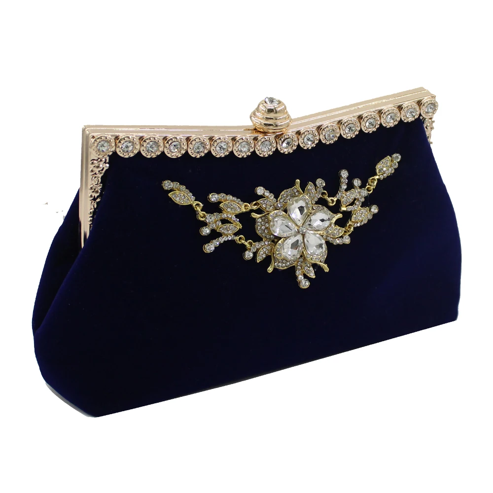 The diamond with velvet evening clutch handbag purse and lady fashion shoulder bag