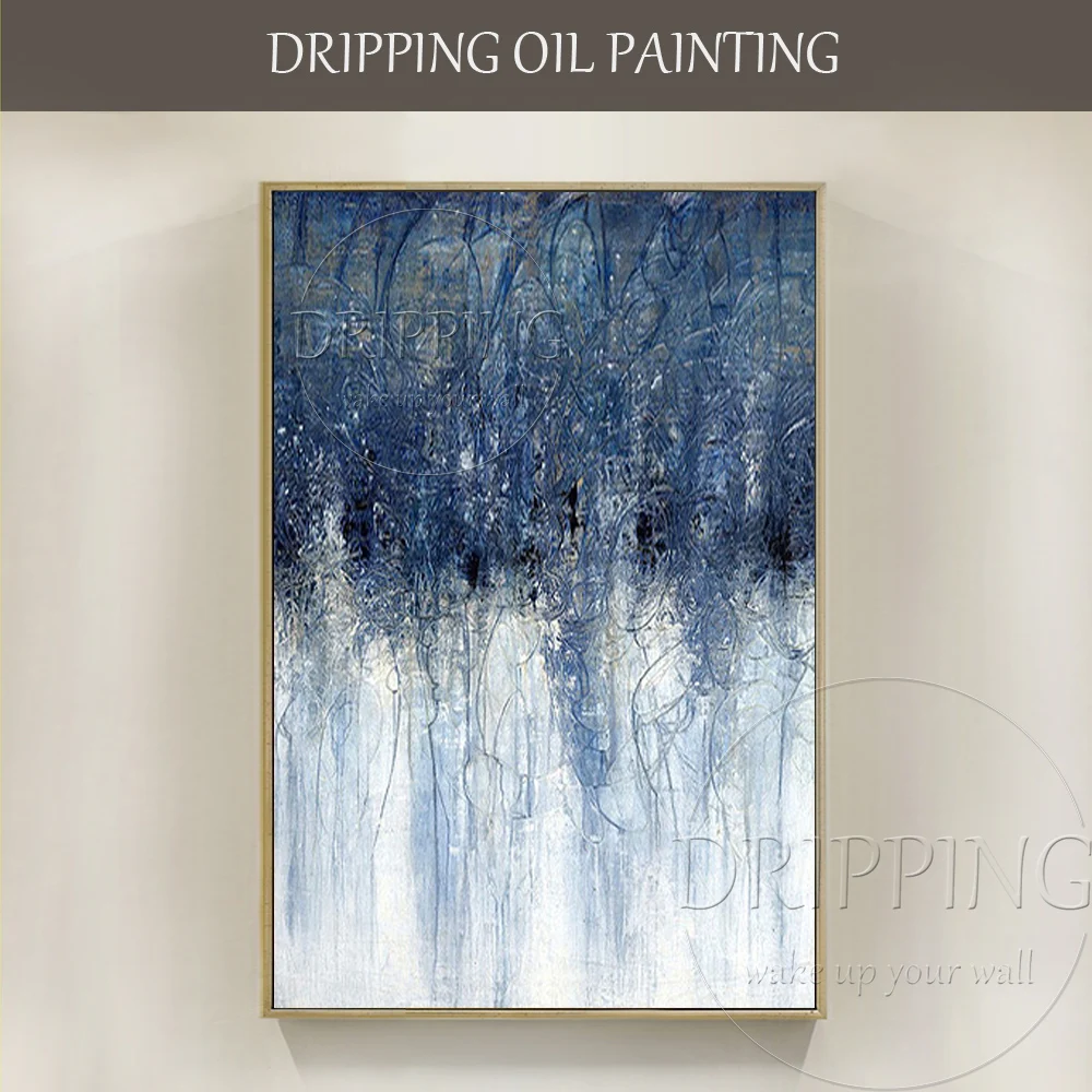 

New Arrivals Hand-painted High Quality Abstract Oil Painting on Canvas Beautiful Blue Abstract Oil Painting for Living Room