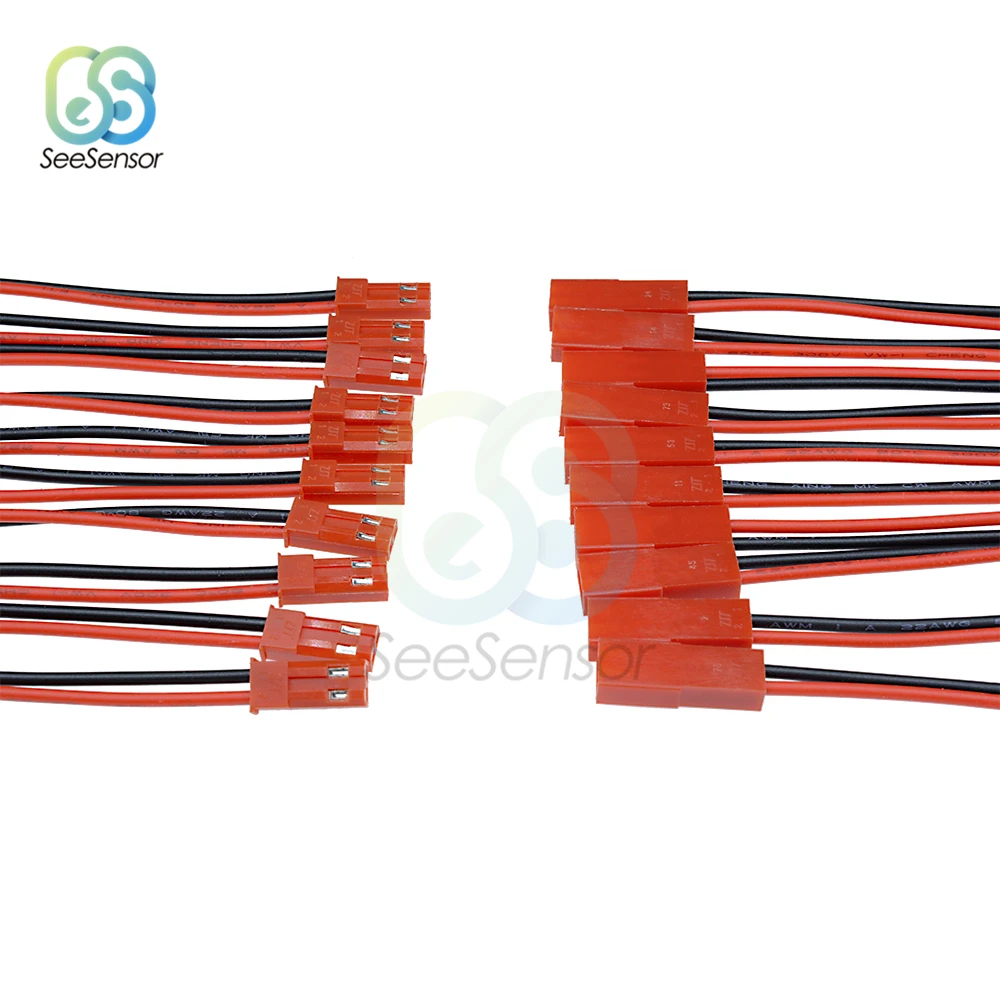 Conector JST de 2 pines, conector macho/hembra de 100mm para batería RC BEC, helicóptero, Dron, cuadricóptero, FPV, DIY, 5 pares