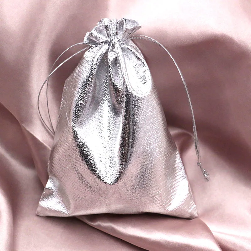 

Hot-Sales 100pcs/lot 13*18cm Silver Gold Organza Drawstring Jewelry Accessory Display Bag Candy Party Pouch Gift Bags