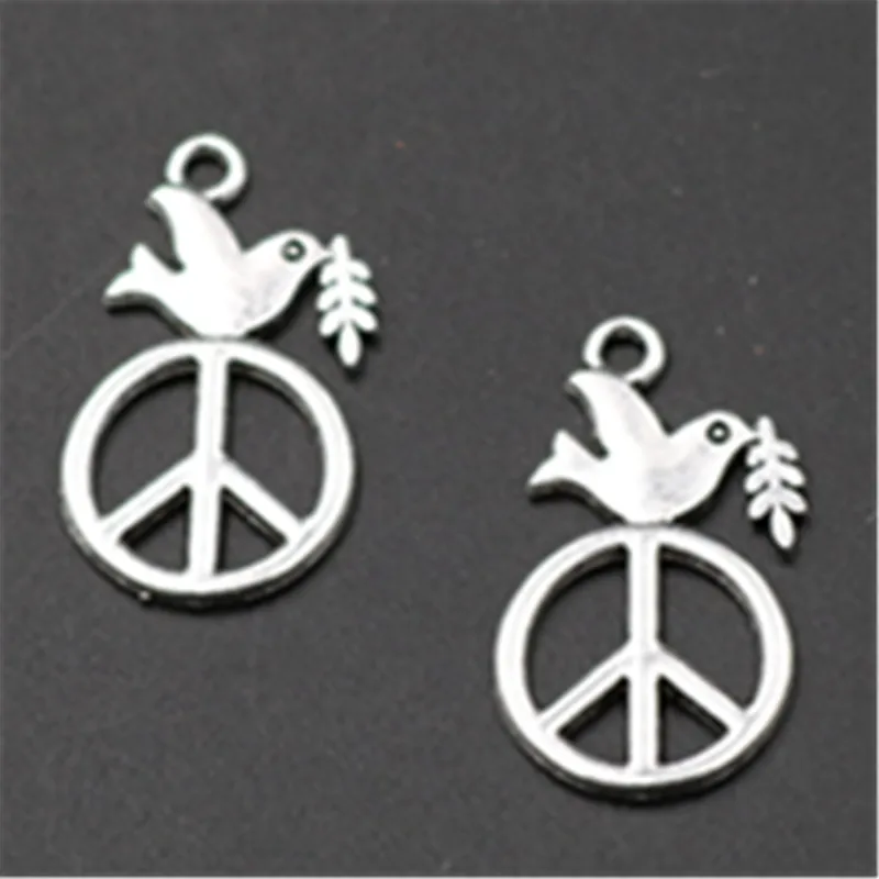 15pcs Silver Plated pray for Syrian peace dove charm earrings necklace DIY metal jewelry alloy pendant.A756