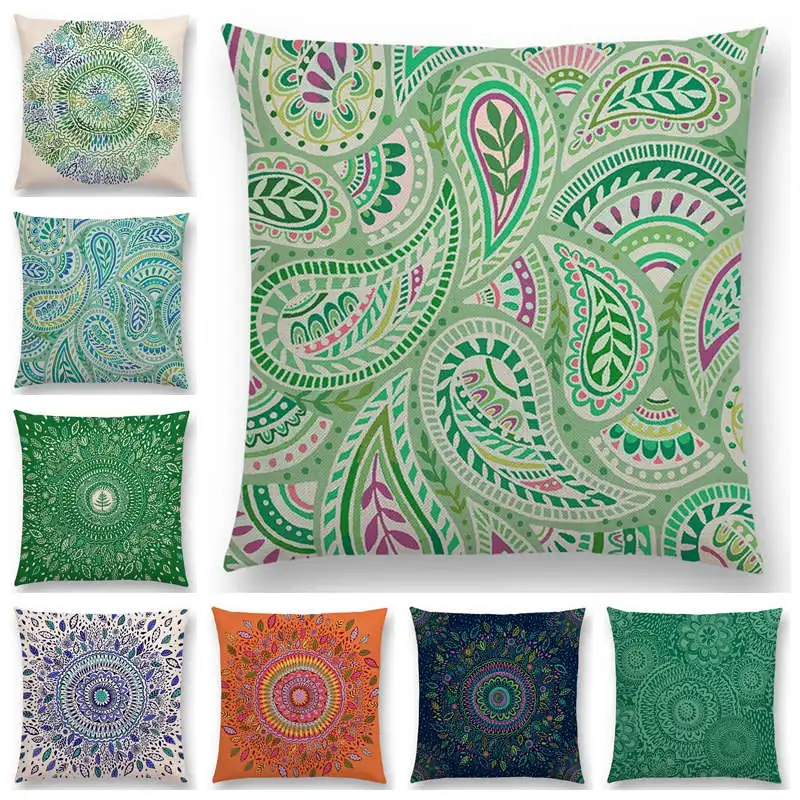 

New Beautiful Leaf Flower Gorgeous Floral Doodle Colourful Paisley Decorative Pattern Mandalas Cushion Cover Pillow Case