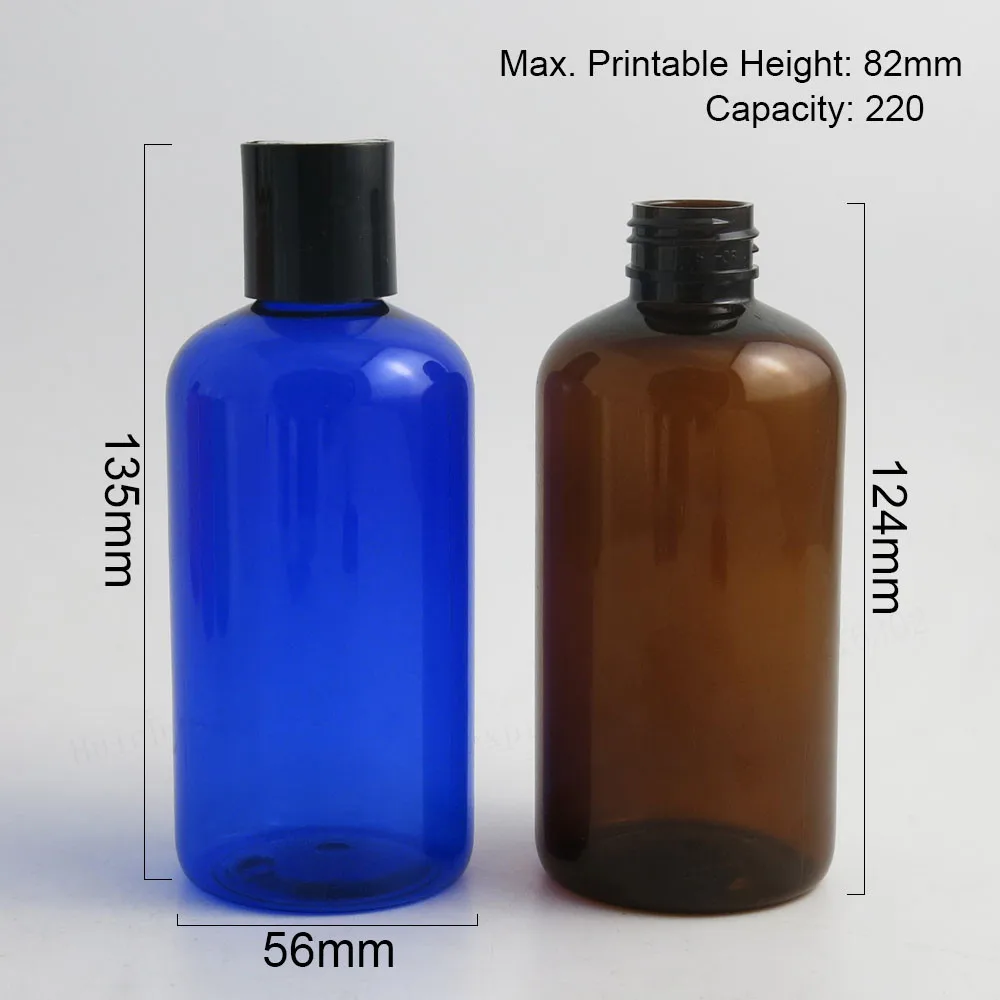 Pack of 20 Refillable 220ml Empty Cream PET Plastic Bottles with Disk Caps Shampoo Packaging Containers 220cc