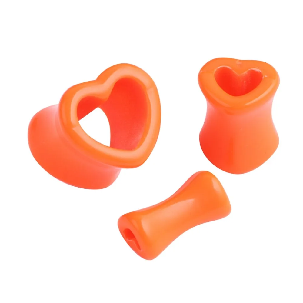 Showlove-2Pcs Lovely Heart Shape Ear Flesh Tunnel Hollow Plugs Gauge earrings Expander Stretcher Acrylic Body Jewelry 4mm-12mm