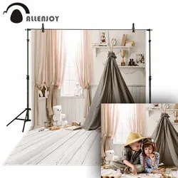 Allenjoy photophone white backdrop baby room shower tent wood board curtain studio indoor child photography background photocall